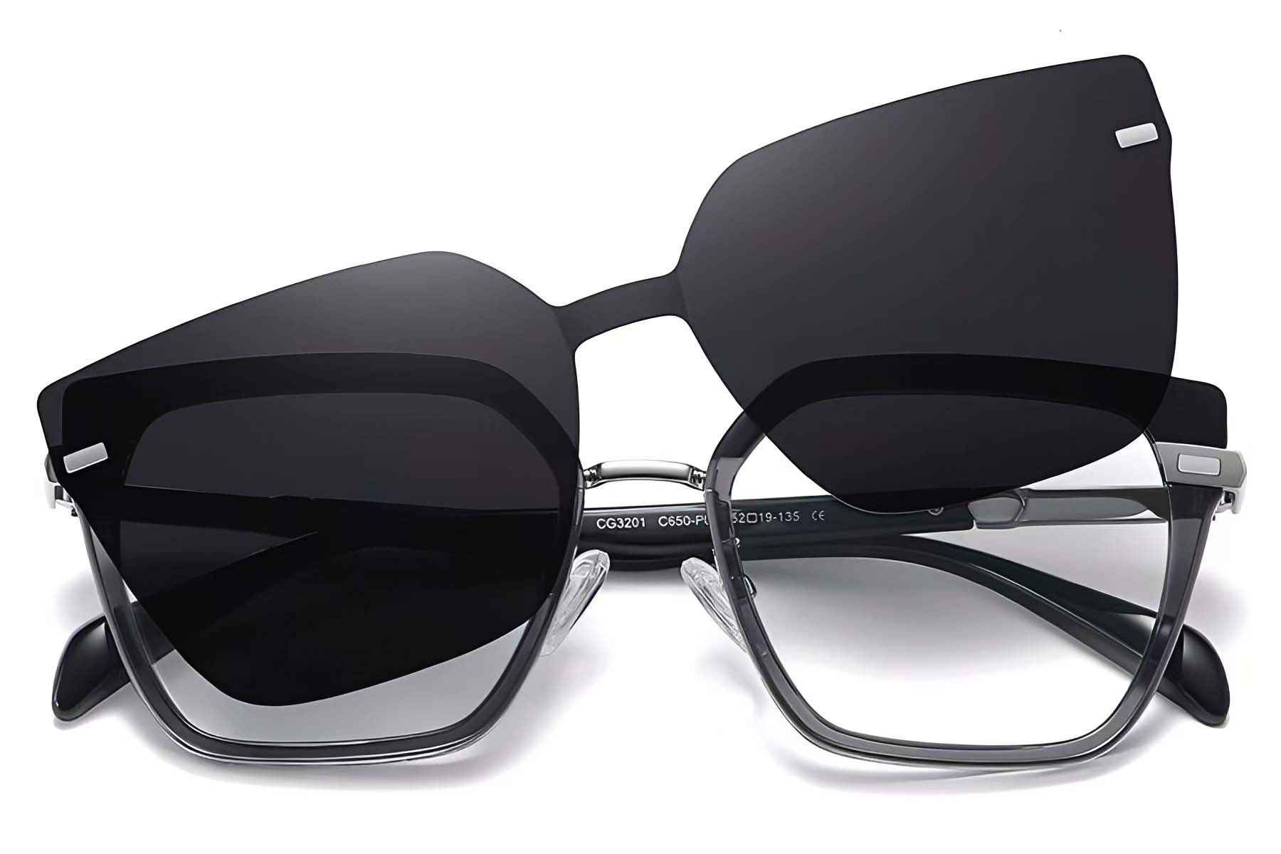 Schmetterlings-Clip-on-Sonnenbrille aus schwarzem Metall #BS0420-0400