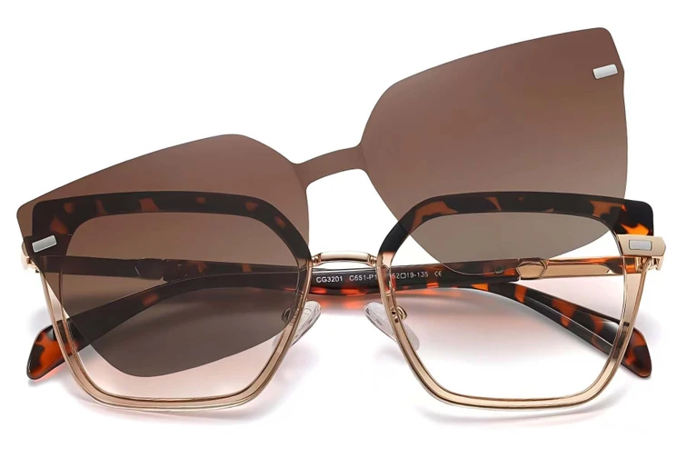 Butterfly Tortoiseshell Metal Clip-on Sunglasses #BS0420-0401