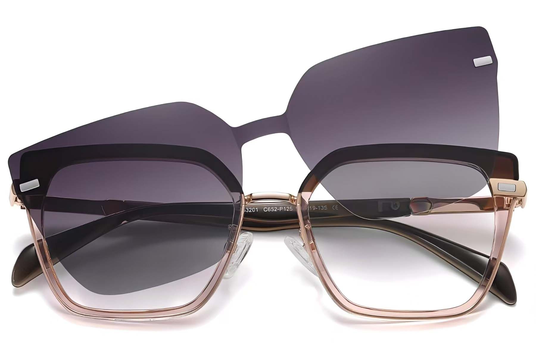 Butterfly Brown Metal Clip-on Sunglasses #BS0420-0402