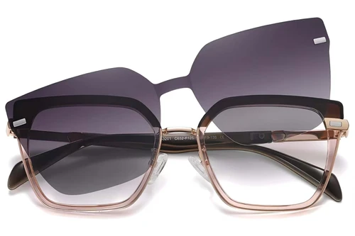 Butterfly Brown Metal Clip-on Sunglasses #BS0420-0402