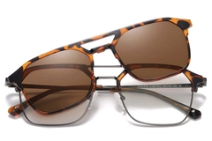 Aviator Tortoiseshell Metal Clip-on Sunglasses #BS0420-0404