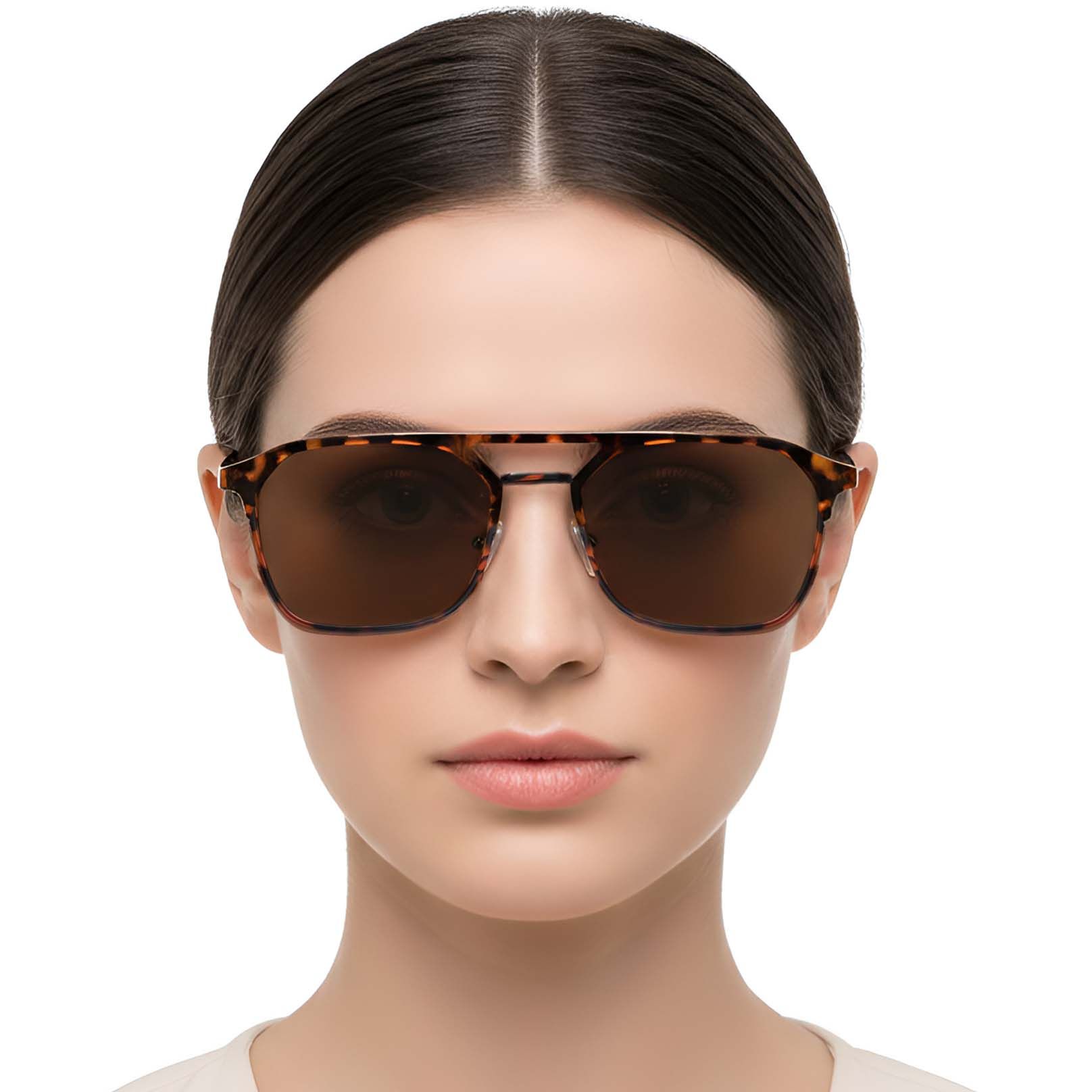 Aviator Tortoiseshell Metal Clip-on Sunglasses #BS0420-0404