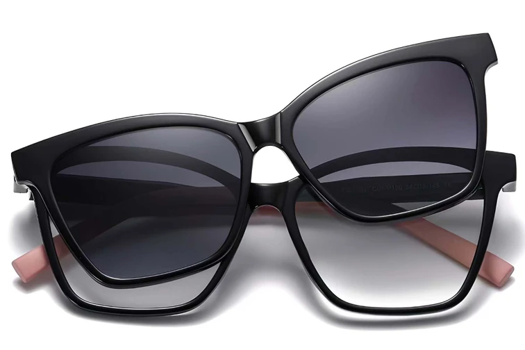 Gafas de sol con clip TR90 negras de mariposa # BS0420-0405