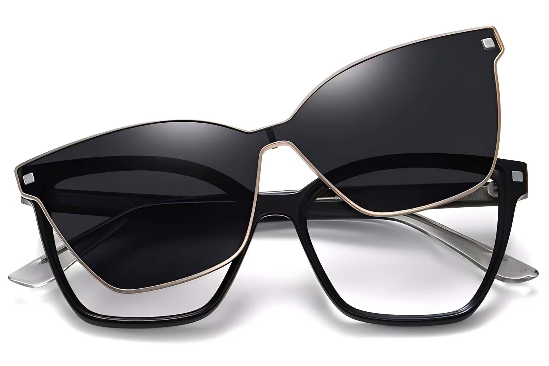 Gafas de sol con clip TR90 negras de mariposa # BS0420-0408