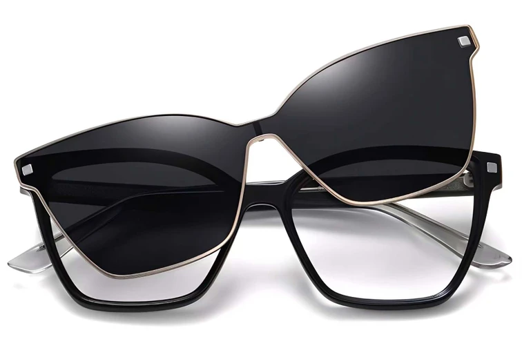 Gafas de sol con clip TR90 negras de mariposa # BS0420-0408