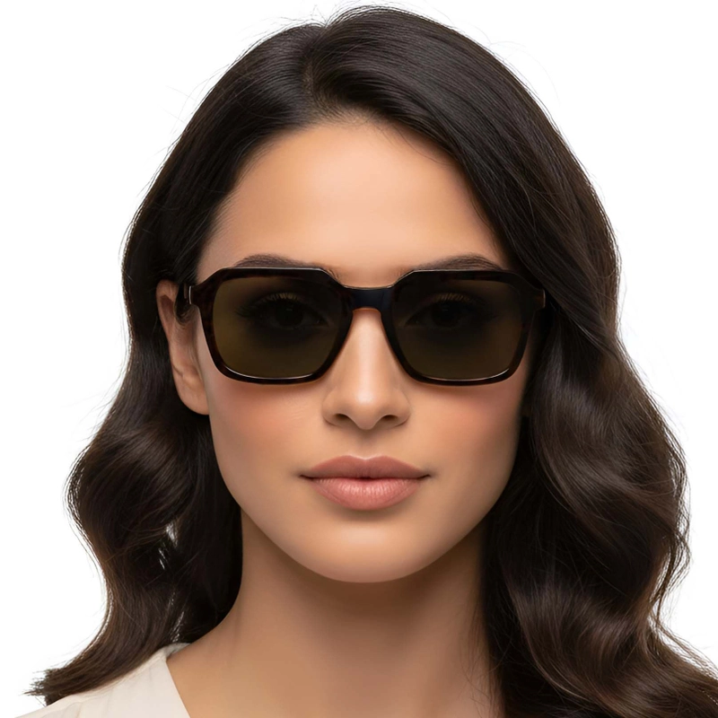 Gafas de sol rectangulares con clip TR90 de carey # BS0420-0411