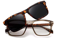 Rectangular Brown TR90 Clip-on Sunglasses #BS0420-0412