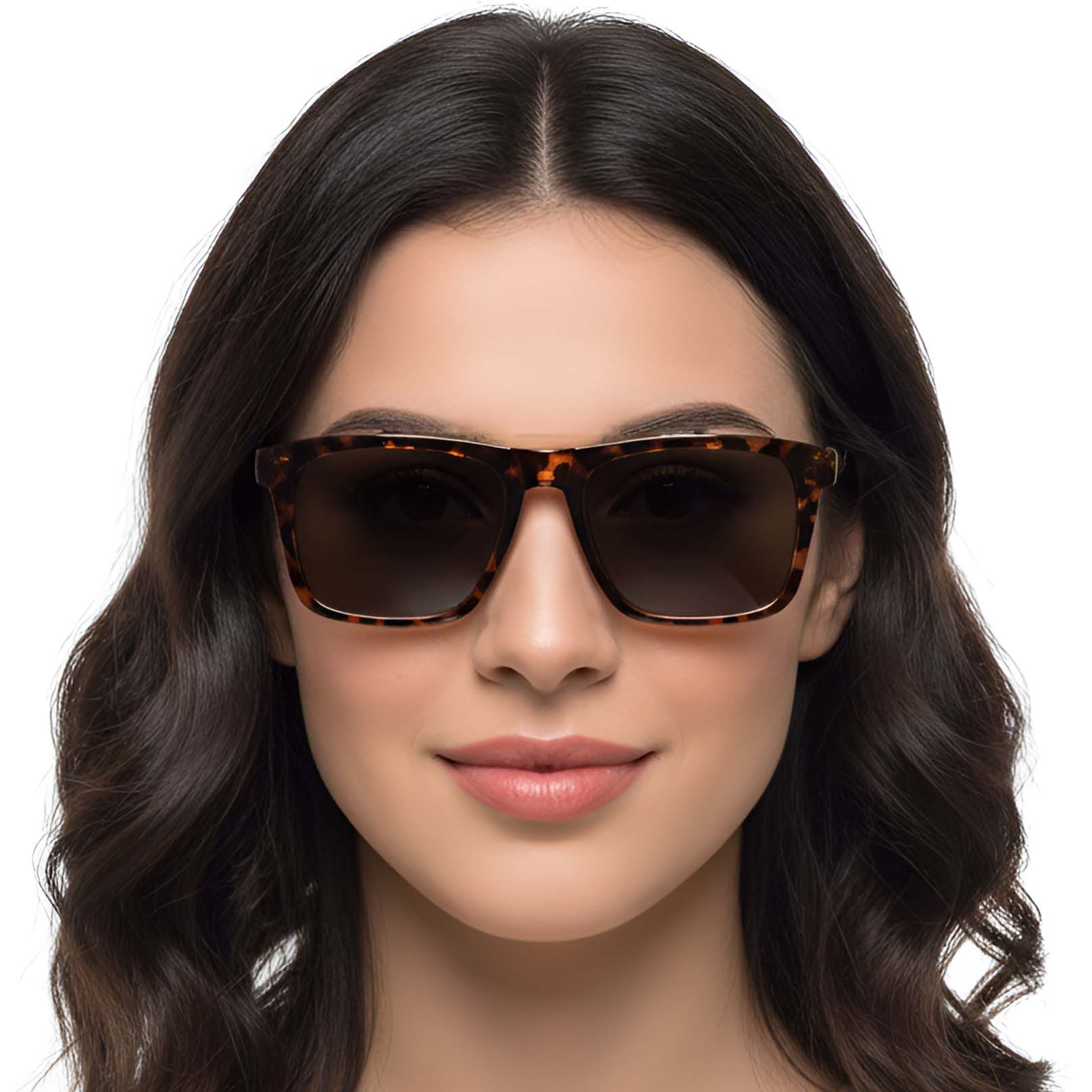 Rectangular Brown TR90 Clip-on Sunglasses #BS0420-0412