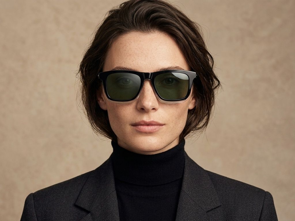 Lunettes de soleil rectangulaires noires TR90 à clipser #BS0420-0413