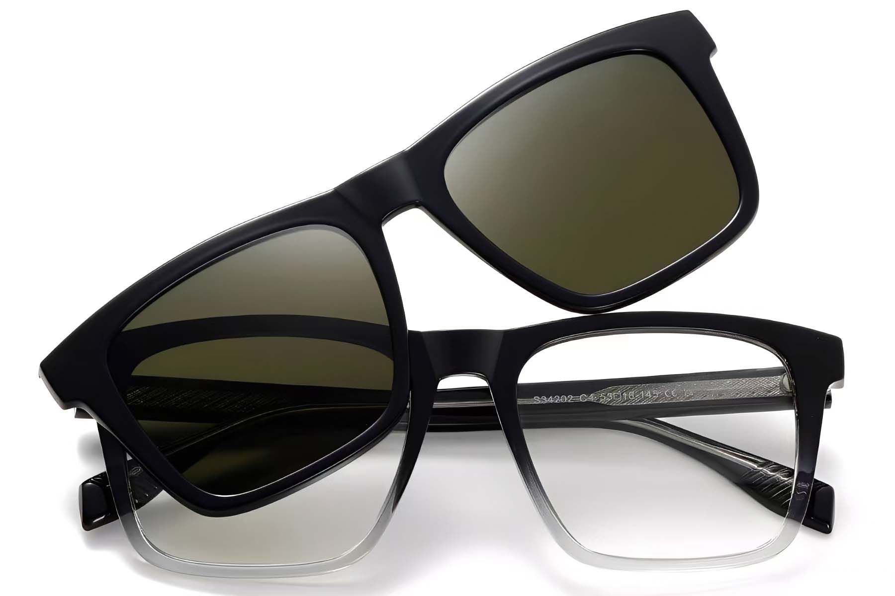Rectangular Black TR90 Clip-on Sunglasses #BS0420-0413