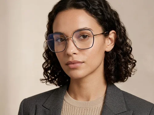 Lunettes géométriques en métal bleu #BS0420-0429