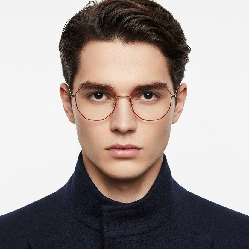 Gafas geométricas de metal rojo #BS0420-0431