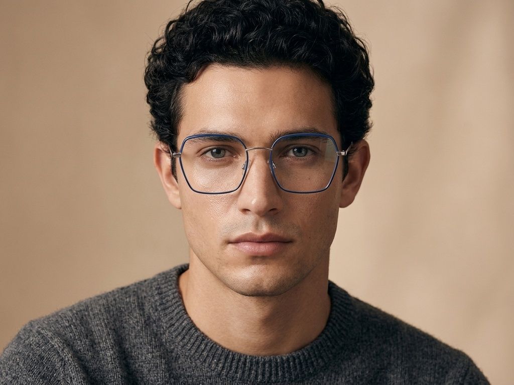 Geometric Blue Metal Glasses #BS0420-0432