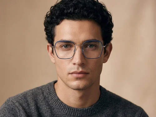 Lunettes géométriques en métal bleu #BS0420-0432