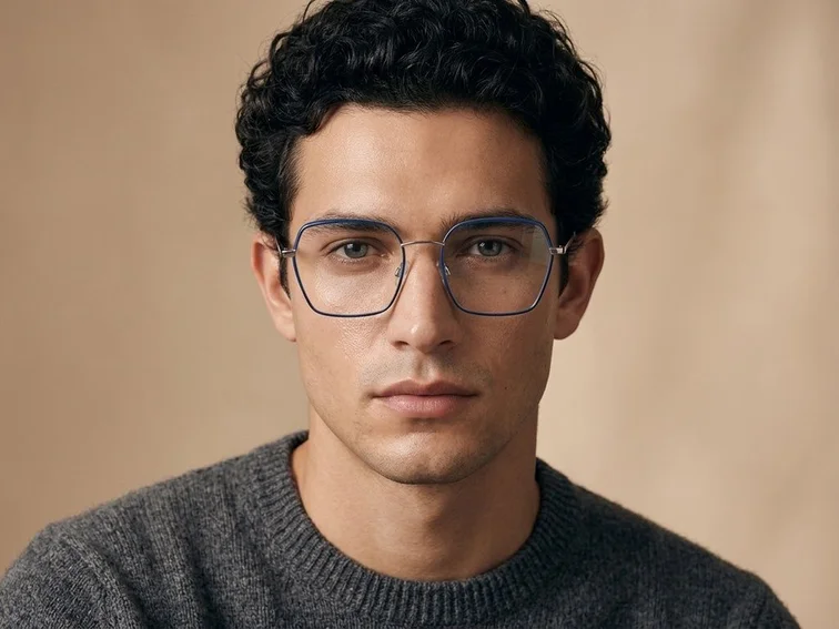 Geometric Blue Metal Glasses #BS0420-0432