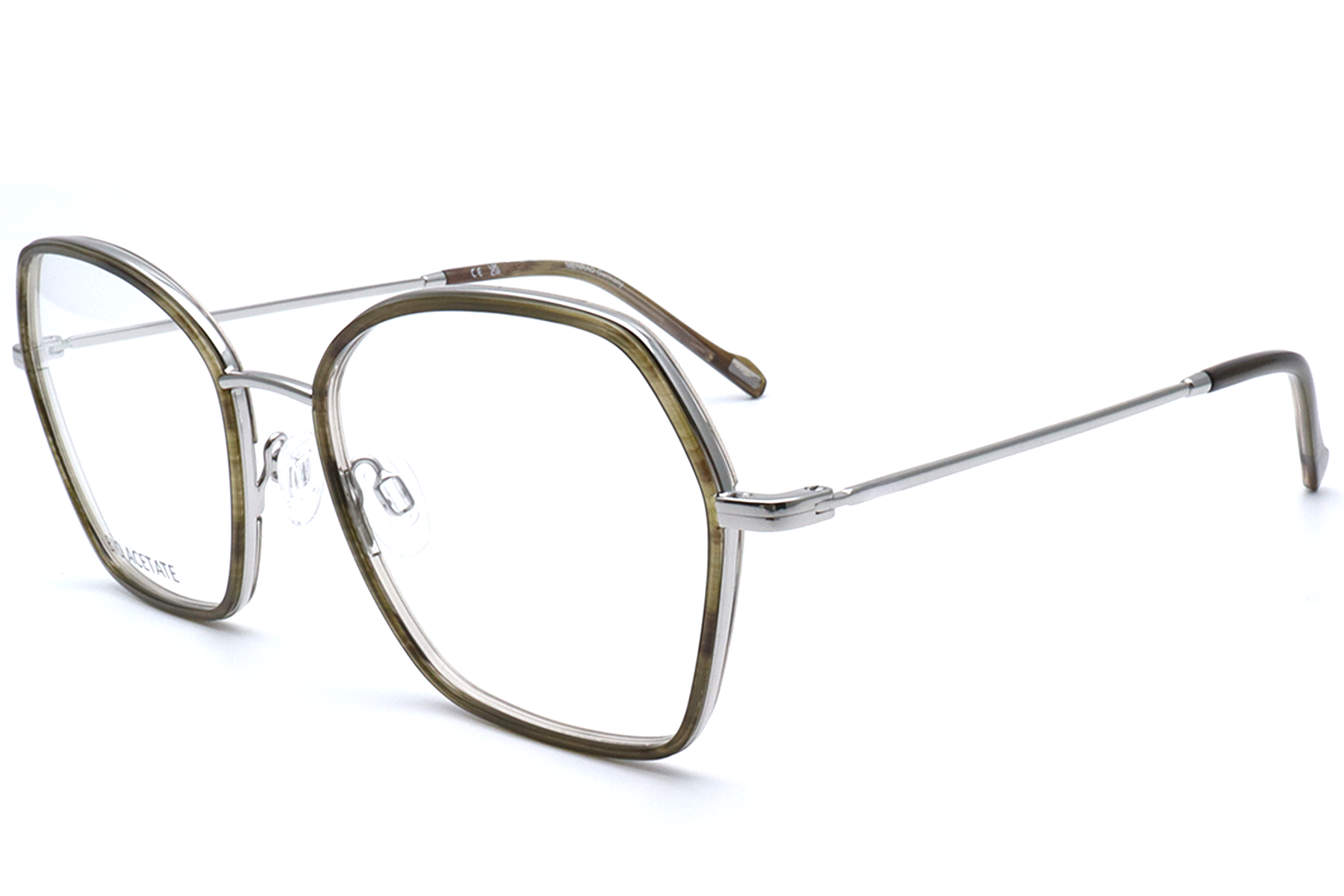 Geometrische braune Eco-Acetatbrille #BS0420-0435