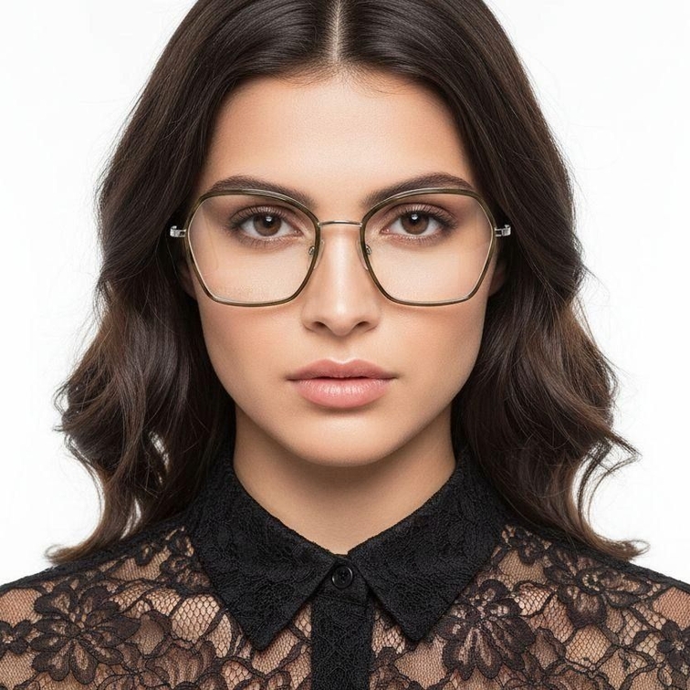 Lunettes géométriques marron en acétate écologique #BS0420-0435