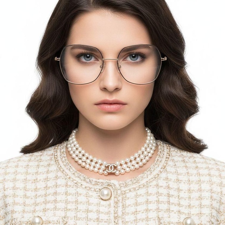 Geometrische Brille aus schwarzem Metall #BS0420-0438