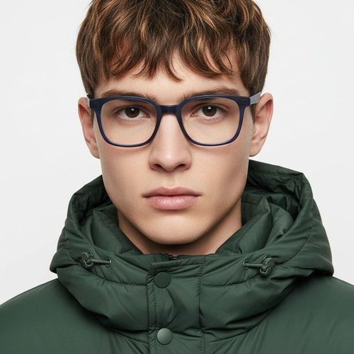 Lunettes rectangulaires bleues en acétate écologique #BS0420-0445