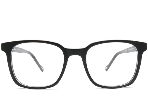 Lunettes rectangulaires noires en acétate écologique #BS0420-0446