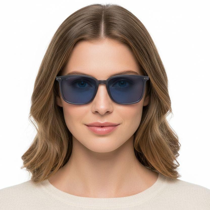Rectangular Blue Ultem Clip-on Sunglasses #BS0420-0447