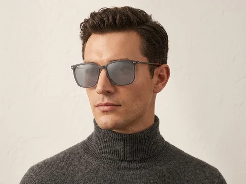 Lunettes de soleil rectangulaires noires à clip Ultem #BS0420-0448