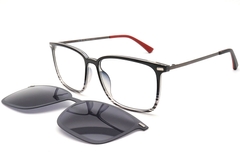 Gafas de sol rectangulares negras Ultem con clip n.° BS0420-0448