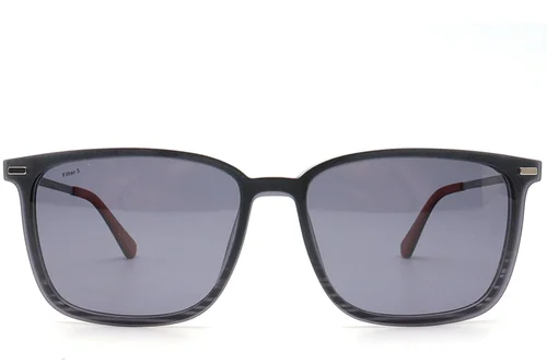 Lunettes de soleil rectangulaires noires à clip Ultem #BS0420-0448