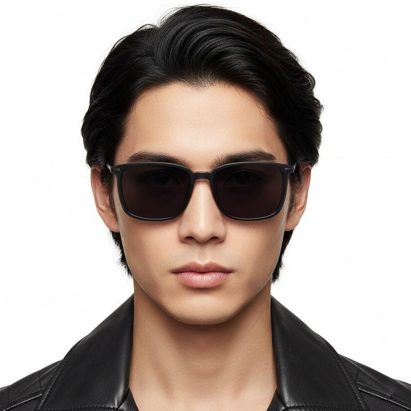 Rectangular Black Ultem Clip-on Sunglasses #BS0420-0448