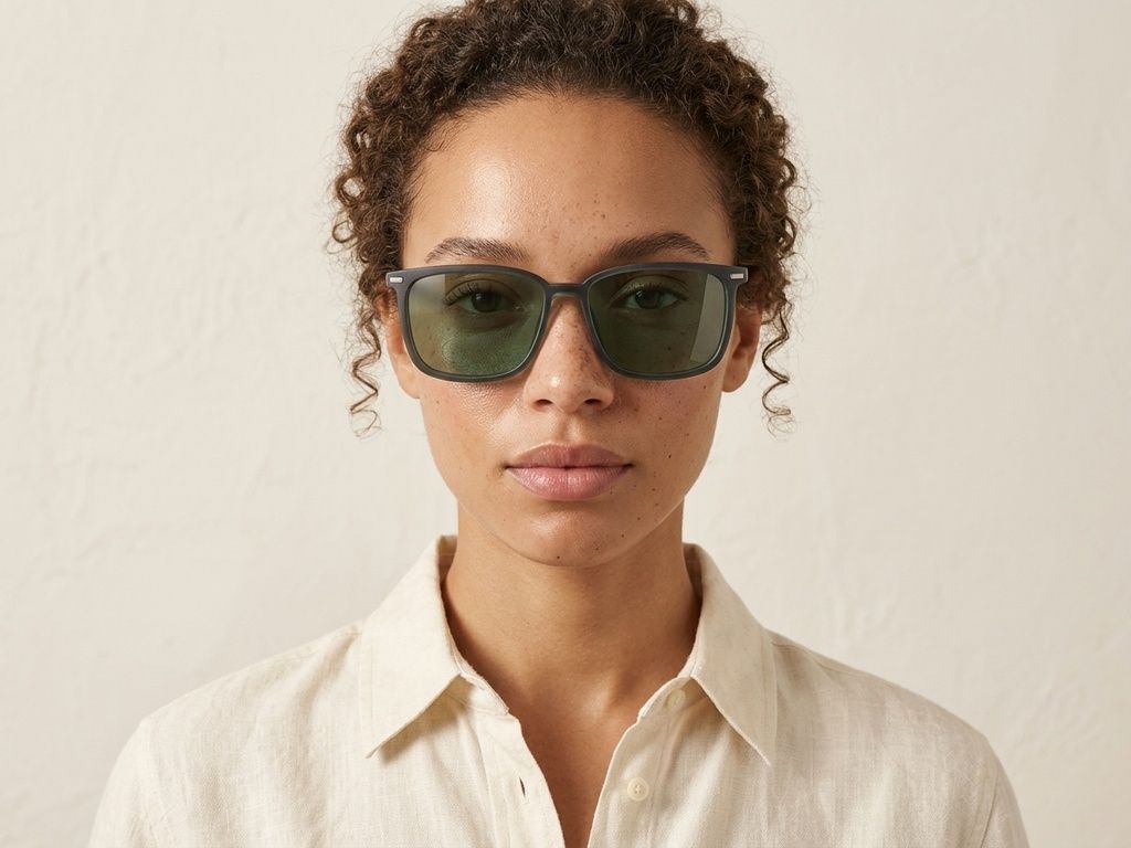 Rectangular Green Ultem Clip-on Sunglasses #BS0420-0449