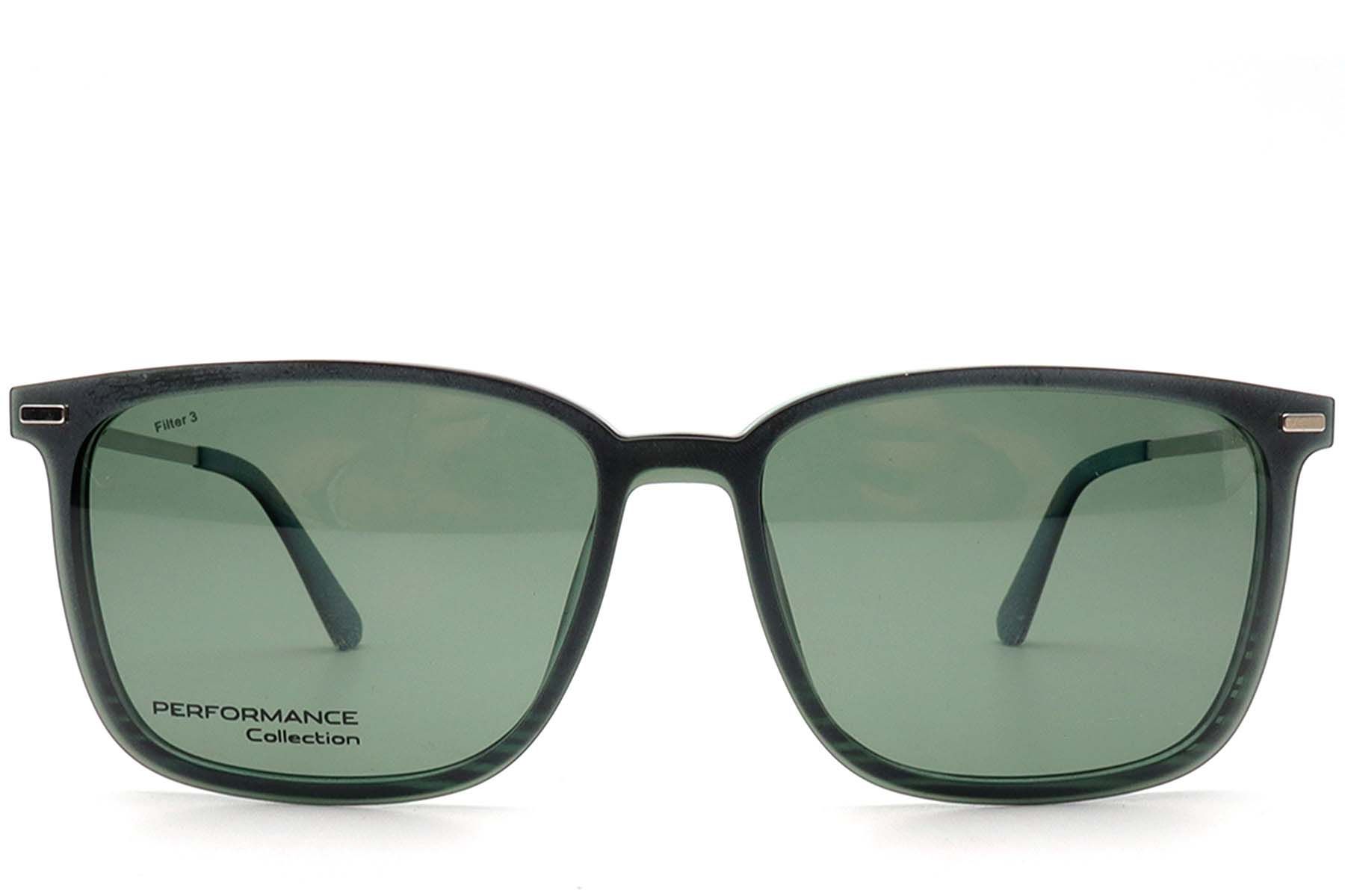 Rectangular Green Ultem Clip-on Sunglasses #BS0420-0449