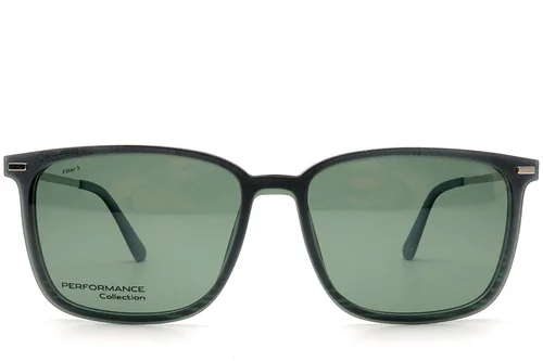 Lunettes de soleil rectangulaires vertes à clip en Ultem #BS0420-0449