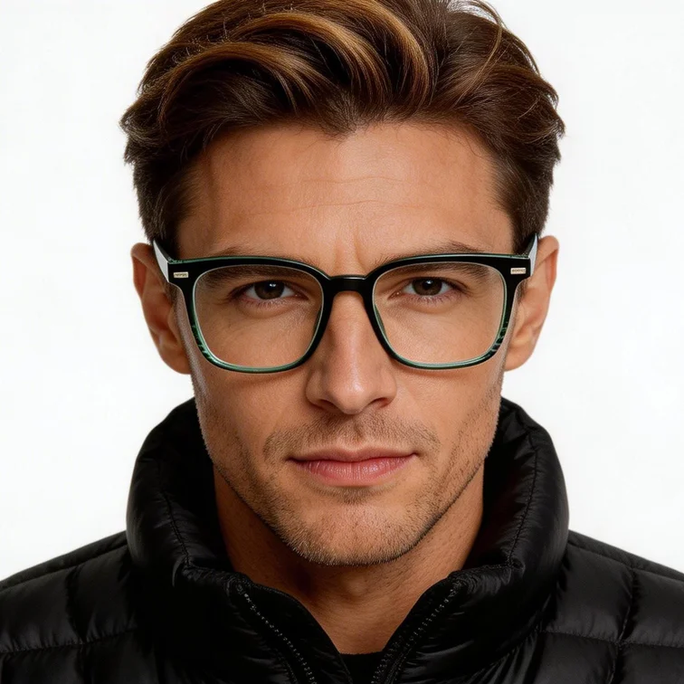 Rectangular Green Ultem Clip-on Sunglasses #BS0420-0449