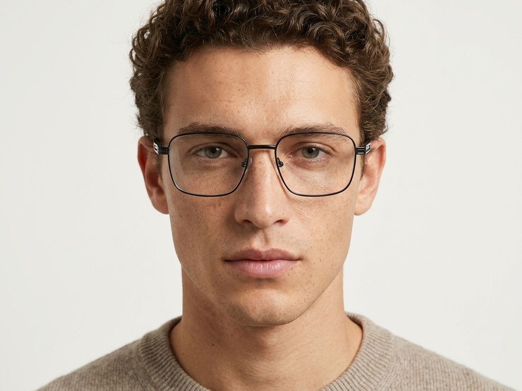 Gafas rectangulares de metal negro #BS0420-0451