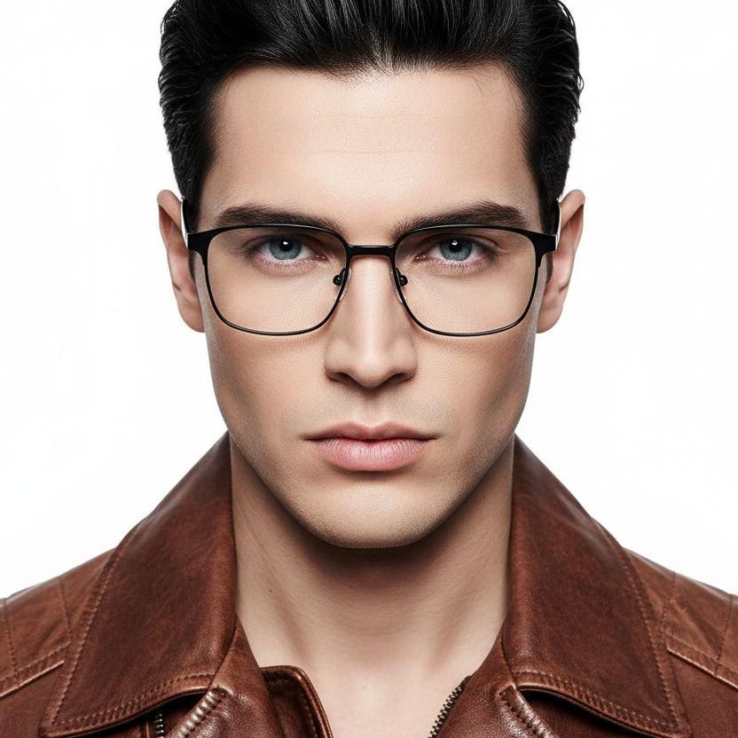 Rechteckige schwarze Metallbrille #BS0420-0451