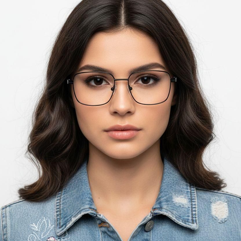 Gafas rectangulares de metal negro #BS0420-0451