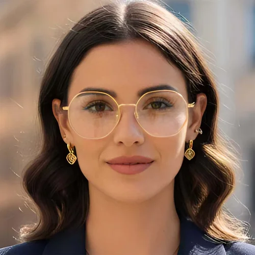 Lunettes géométriques en métal doré #BS0423-0102