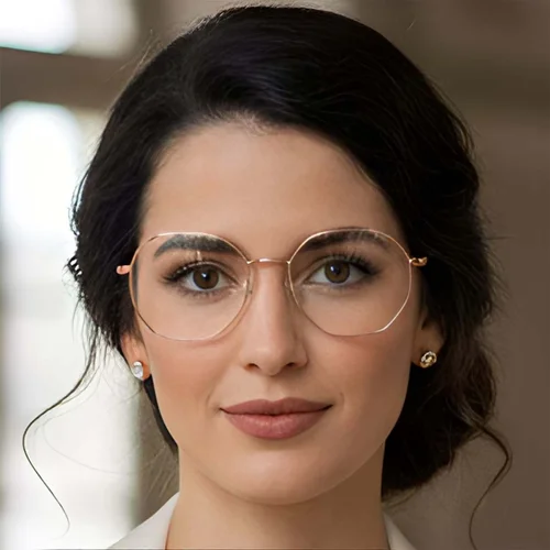 Lunettes géométriques en métal rose #BS0423-0104