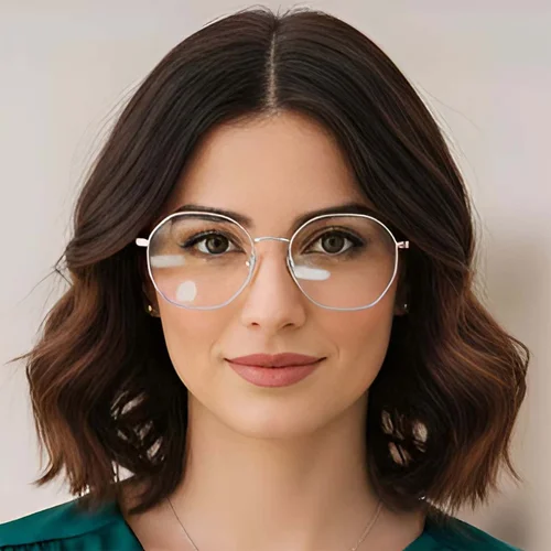 Lunettes géométriques en métal argenté #BS0423-0105
