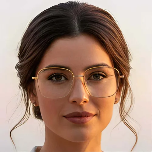 Lunettes rectangulaires en titane doré #BS0423-0106