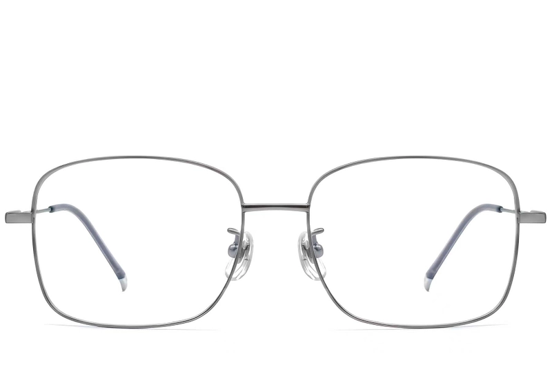 Lunettes rectangulaires en titane gris #BS0423-0108
