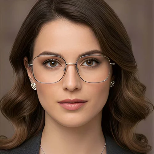 Lunettes rectangulaires en titane gris #BS0423-0108
