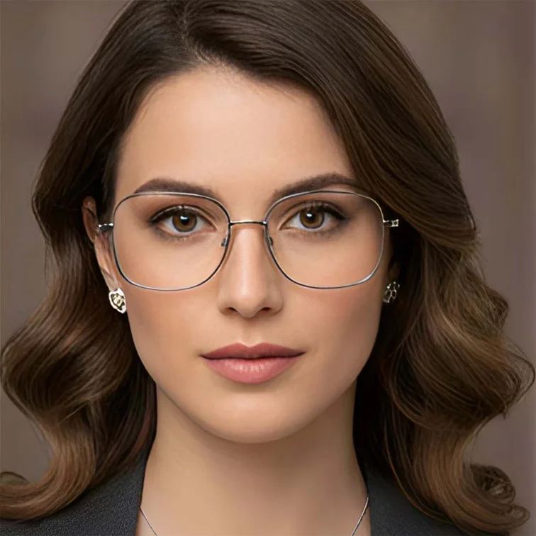 Gafas rectangulares de titanio gris #BS0423-0108