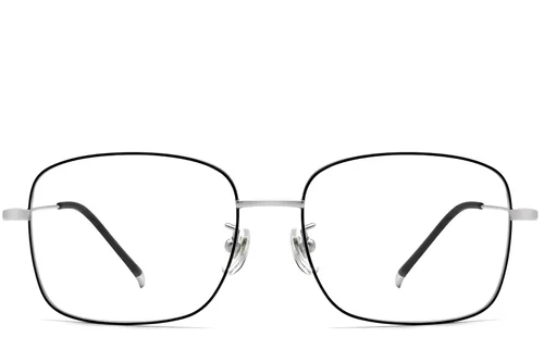 Lunettes rectangulaires en titane noir #BS0423-0109