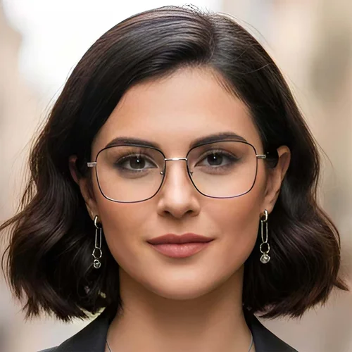 Lunettes rectangulaires en titane noir #BS0423-0109