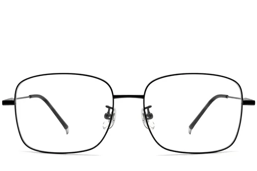 Lunettes rectangulaires en titane noir #BS0423-0110