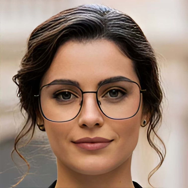 Lunettes rectangulaires en titane noir #BS0423-0110