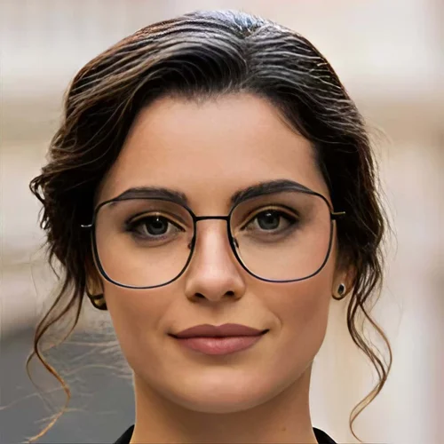 Lunettes rectangulaires en titane noir #BS0423-0110