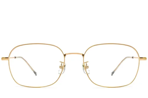 Lunettes rectangulaires en titane doré #BS0423-0115