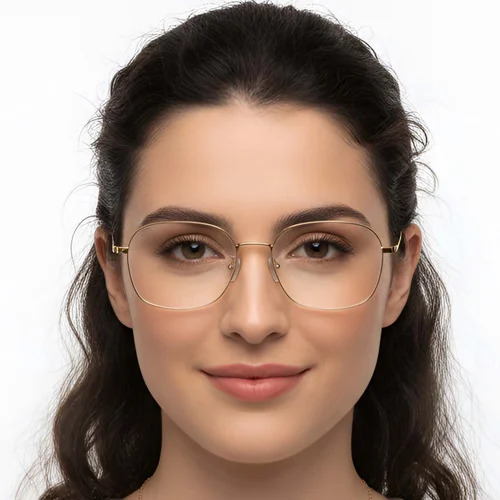 Lunettes rectangulaires en titane doré #BS0423-0115